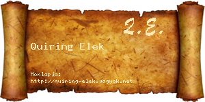 Quiring Elek névjegykártya